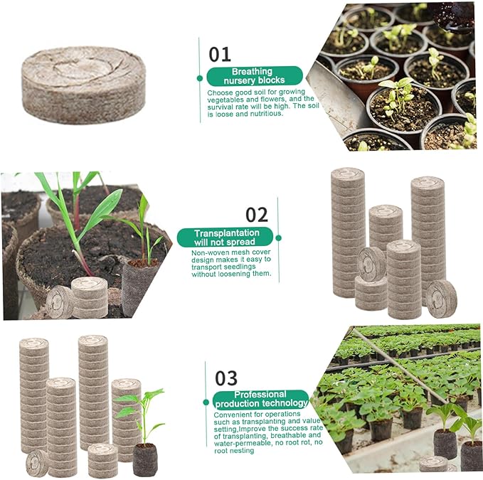 Peat Pellets for Seedlings 50PCS 2 inch Seed Starter Pods Compressed Peat Moss for Plants Breathable Seed Starter Pellets for Garden Herbs Flowers Vegetables