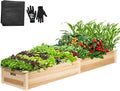 VIVOSUN 8×2Ft Wooden Raised Garden Bed 97 x 25 x 11 Inches Outdoor Wood Planter Box with Gloves and a Liner for Garden Patio Balcony Backyard and Outdoors