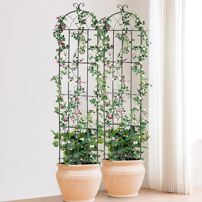 VEVOR Garden Trellis for Climbing Plants 87 x 20 in 4 Packs Rustproof Metal Garden Flower Rose Trellis Outdoor Climbing Clematis Trellis Cucumbers Support for Courtyards Lawns