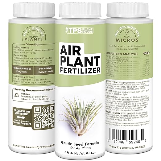 TPS NUTRIENTS Air Plant Fertilizer for All Tillandsia Air Plants Use As Foliar Spray or for Soaking Liquid Plant Food 1 Gallon (128 oz)