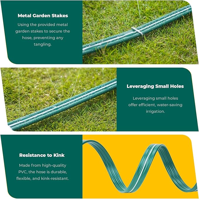 Sprinkler Soaker Hose 25ft for Garden Lawn Watering Pipe with Holes High-Efficiency Water-Saving Garden Irrigation System Drip Hose Sprinkler