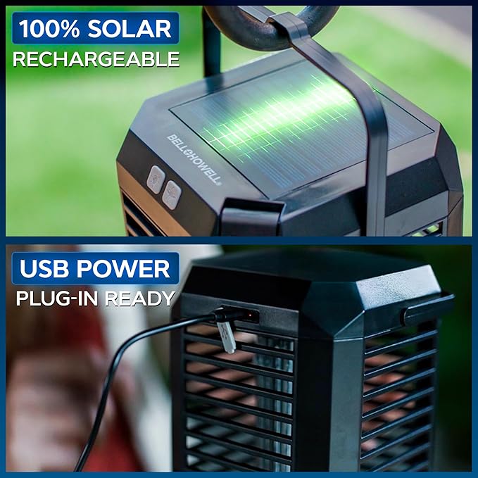 Rogue 2 in 1 Solar Bug Zapper Outdoor and Bug Zapper Indoor Plug in for Mosquito Fly Solar Powered &amp USB-C Rechargeable Camping Lantern LED Flash Light High Voltage Trap Safe for Pets &amp K