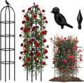 Joyhalo 2 Pack Trellis for Climbing Plants Outdoor 74 Inch High Adjustable Garden Trellis for Flowers Black Plastic Coated Steel Plant Stakes Use As Tomato Cage