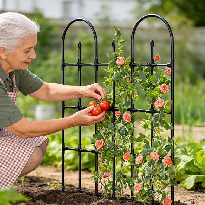 Trellis for Climbing Plants Outdoor | Metal Plant Support TrellisTomato Climbing Stakesfor Garden Balcony Backyard Tomato Flowers Vine Ivy Clematis