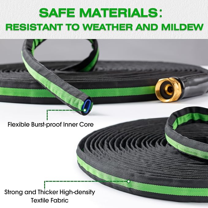 75FT Lightweight Super Flexible Garden Hose - Kink-Free Non-Expanding Easy Storage for Yard Lawn Outdoor Use (Black-Green)