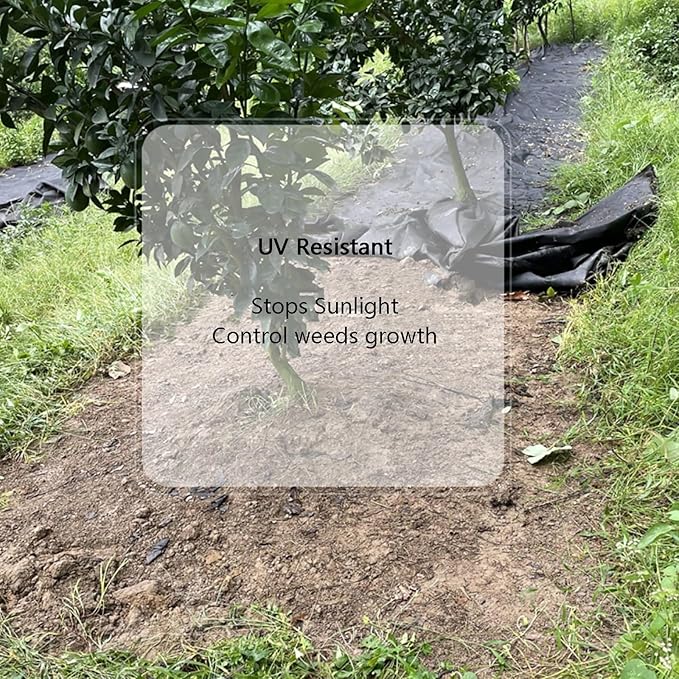 Weed Control Membrane Heavy Duty Weed Barrier Fabric Resistant Ground Cover Membrane Weed Membrane Fabric for Artificial Grass Patios Paths Flower Beds(Black1 * 1m-50pcs)