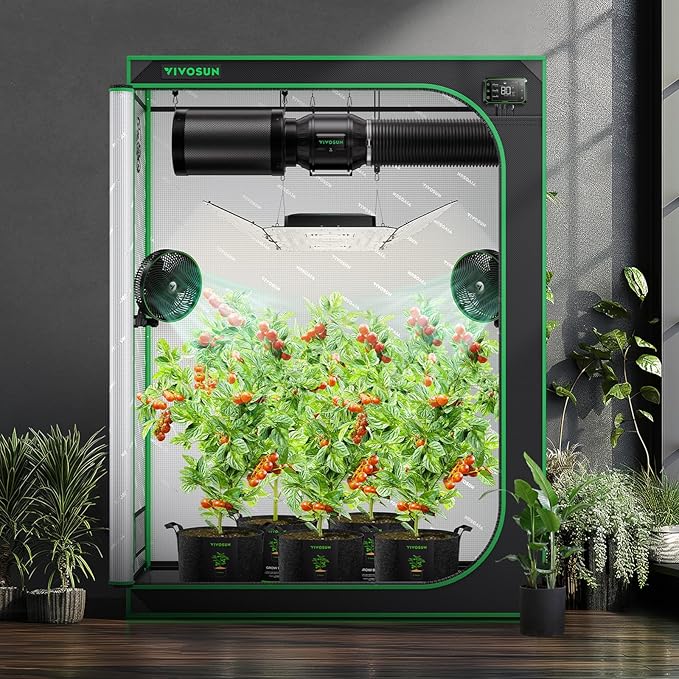VIVOSUN S538 5x2.7 Grow Tent 60x32x80 High Reflective Mylar with Observation Window and Floor Tray for Hydroponics Indoor Plant for VS2000/VSF4300