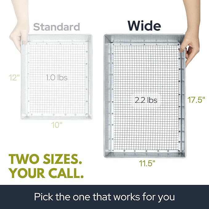 Soil Sifter Wide Size (17.5 x 11.5 inches) with 3/8-inch Mesh Garden Sieve for Dirt Sand Rocks and Compost