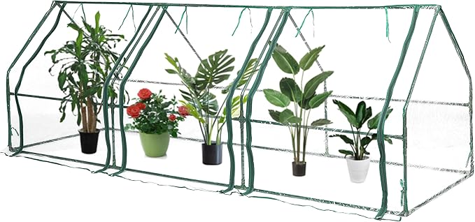 Gardenised Green Outdoor Waterproof Portable Plant Greenhouse with 2 Clear Zippered Windows Large