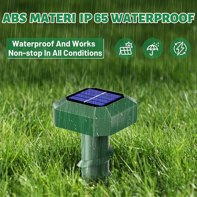 Mole Repellent Solar Powered 6 PackUltrasonic Gopher RepellentIP 65 Waterproof Outdoor Sonic DeterrentEffective Get Rid of Snake Vole Chipmunk Skunk GroundhogFamily &amp Pet Safe