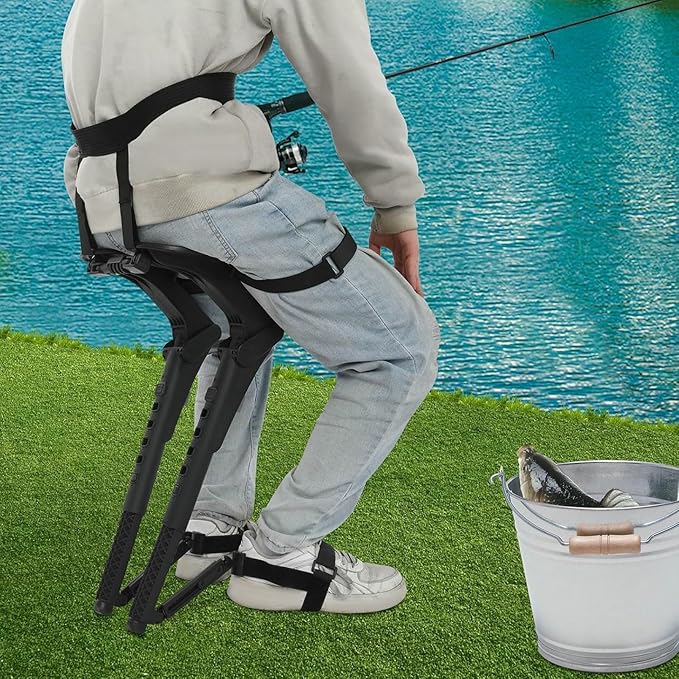 Exoskeleton Seat MAX 330lbs Foldable Chair for Outdoor Wearable Invisible Seat Portable Height&ampAngles&ampWidth Adjustable Easy Carry