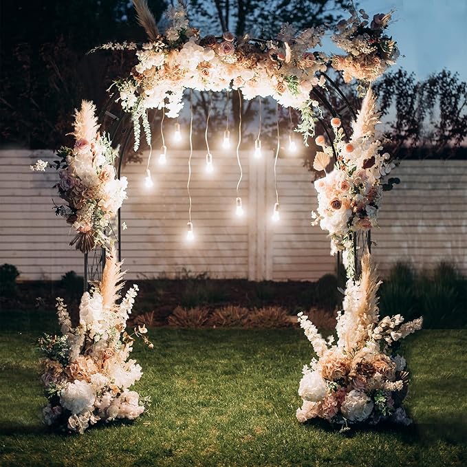 VINGLI Garden Arbor Arch for Wedding Ceremony Party Christmas Garden Decor Steel Garden Trellis for Plant Climbing Pergola for Garden Backyard Lawn (Black-59x84)