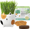 The Cat Ladies Cat Grass for Indoor Cats Cat Grass Growing Kit with Organic Cat Grass Seed Mix Soil and Ceramic Cat Planter Pet Grass for Cats Natural Hairball Remedy Cat Gifts
