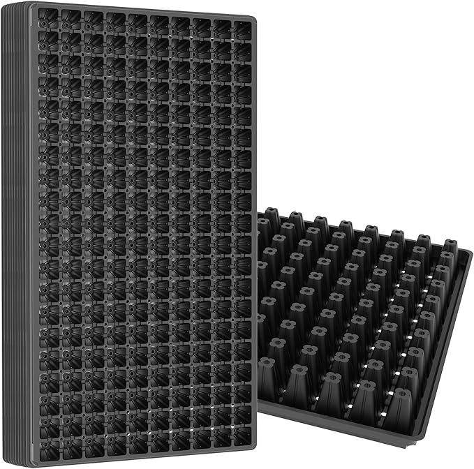 Gardzen 10 Pack 200 Cell Seed Starter Trays 1.5 Deep Plug Tray for Seedlings Durable Seedling Trays with Drainage Holes Fit Standard 1020 Drip Tray