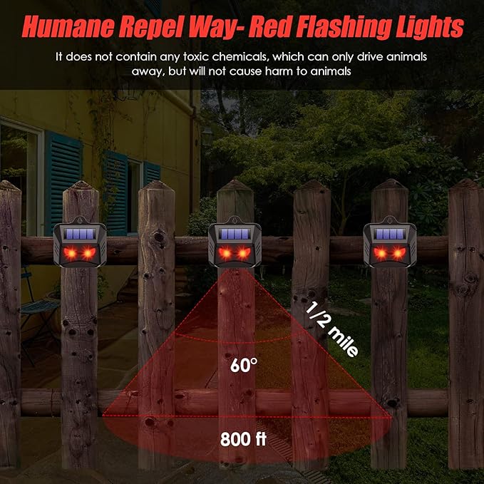4 Pack Solar Nocturnal Animal Repeller Outdoor Predator Eyes Coyote Deterrent for Skunk Deer Fox Raccoon Nighttime Predator Lights for Chicken Coop Yard Garden &amp Farm Protection