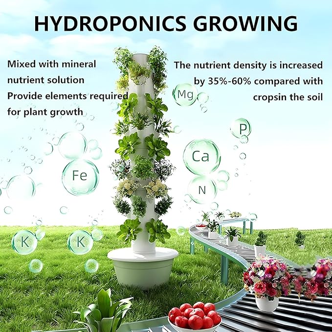 Hydroponics Growing Tower System with Plant Climbing Frame Plant Vertical Planter Germination Kit Indoor Smart Garden Vegetable Plant Kit for Gardening Lover 7Layer