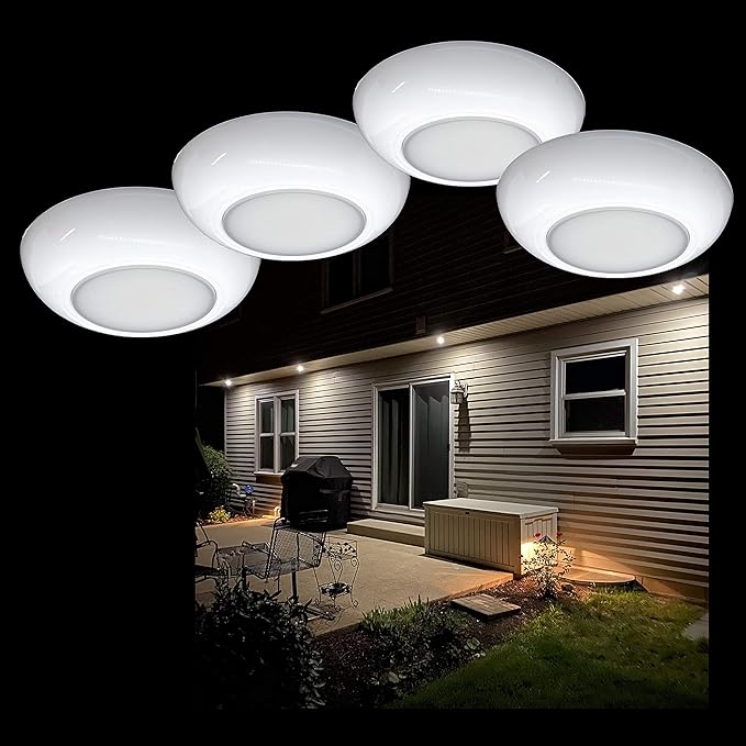 OZUSA 3 Round White LED Lights 6000K Surface Mount Indoor Outdoor Waterproof Lighting for Garden Landscape Porch Patio Deck 12 Volts