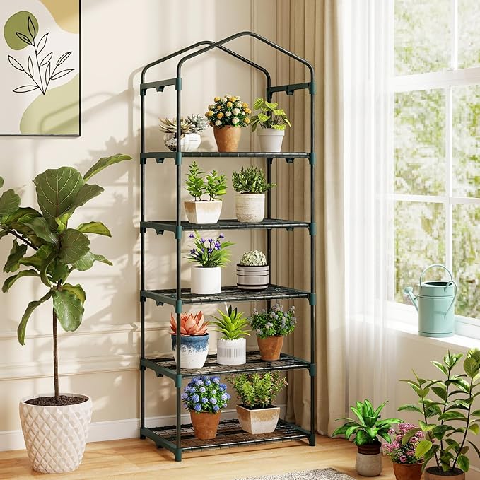 S AFSTAR Portable Greenhouse with Shelves 27 x 19 x 75 Green House with 4 Tiers Mesh Shelves &amp Roll-Up Door Small Greenhouse Mini Growing House Greenhouses for Outdoors Garden Patio Backyard