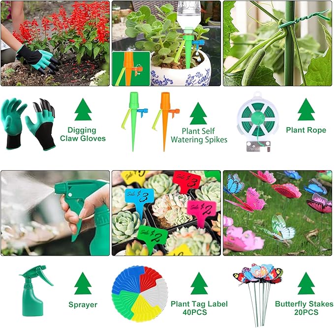 84 PCS Garden Tools Set10pcs Succulent Tools Set Included 6pcs Large Heavy Duty Aluminum Gardening Hand Tools 12.5IN with Garden Tool BagGloves Sprayer etc.Gardening Gifts for Men Women Garden Gifts