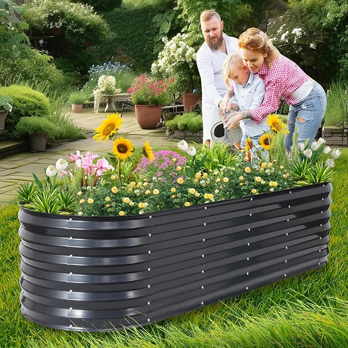 1MORE Raised Garden Bed- Planter Garden Boxes Outdoor Raised Beds for Gardening.6X2X1.4FT(1pcs)-Grey