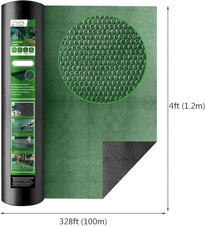 Weed Control Fabric UV Resistant Garden Weed Membrane Weed Barrier Ground Sheet Cover Weed Barrier Mat Ideal for Use in Patios Garden Flower Beds Landscaping(1.2 * 100m)