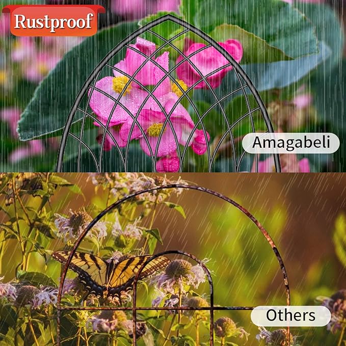 Amagabeli 2 Pack 75” x 31” Large Garden Trellis for Climbing Plants Outdoor Garden Fencing Decorative Tall Plant Trellis Vegetables and Flower Metal Trellis for Rose Cucumber Pumpkins Vines Black
