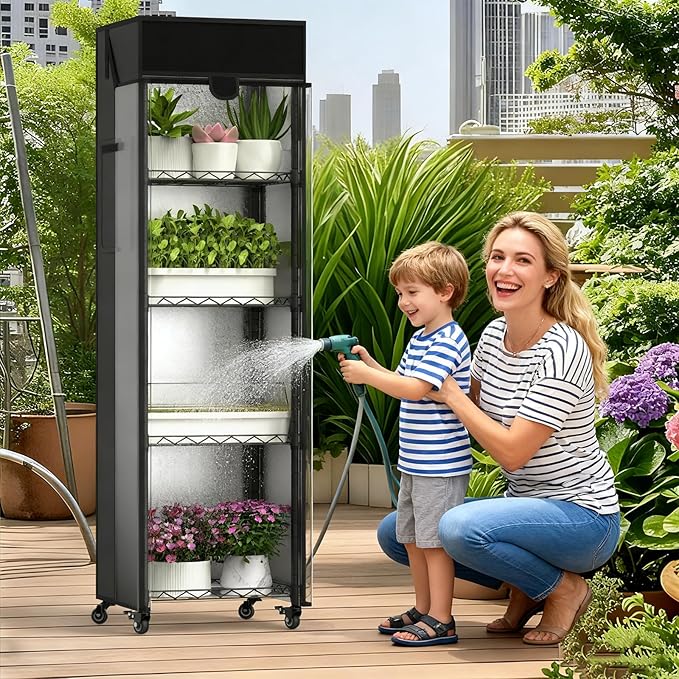 Small Greenhouse for Indoors 5 Tier 15.7 L×11.8 W×62.3 H mini Greenhouse Outdoor Indoor Adjustable Shelves