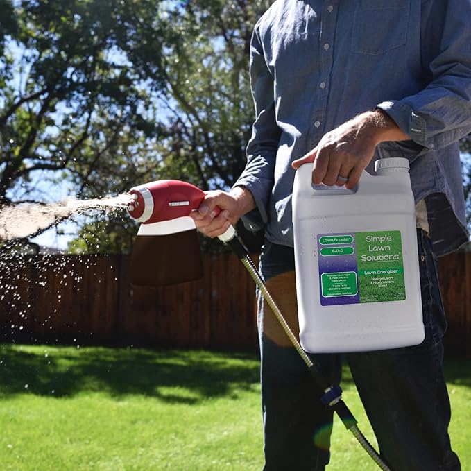 Commercial Grade Lawn Energizer- Grass Micronutrient Booster with Iron and Nitrogen- Liquid Turf Spray Concentrated Fertilizer- Any Grass Type All Year- Simple Lawn Solutions (2.5 Gallons)