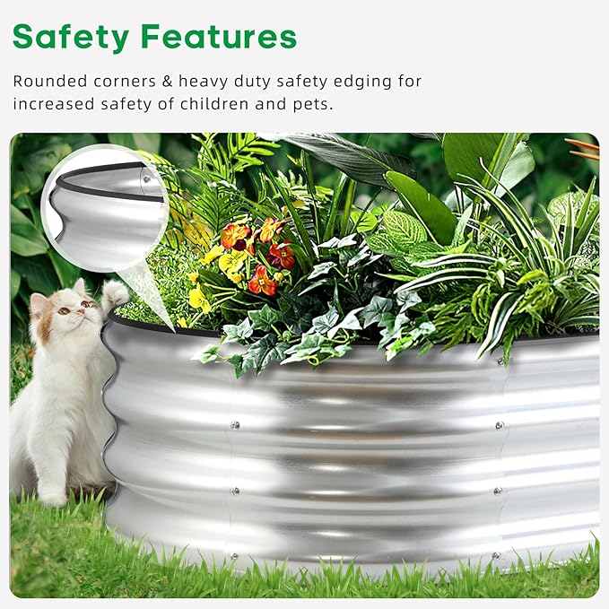 JERIA Raised Garden BedGalvanized Raised 2 Pcs 4×2×1ft Planter Boxes Outdoor with Easy Assembly Large Garden Bed for Vegetables Fruits Flower