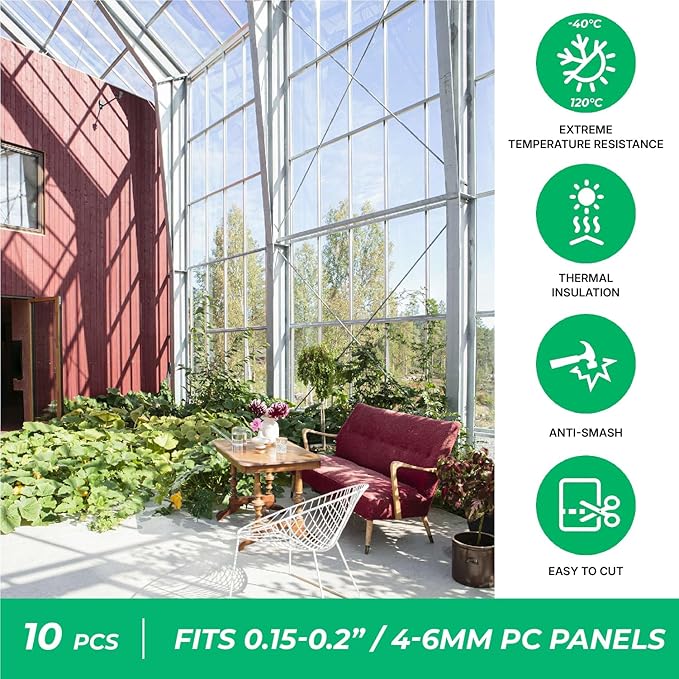 Polycarbonate Greenhouse Panels (H Connectors) - 0.2 Thick Fit 6mm or 4mm Twin-Wall Polycarbonate Panels Join 2 Pieces of Panels Together 4-Foot Length 10 Pieces (H Connectors 6mm 4ft)