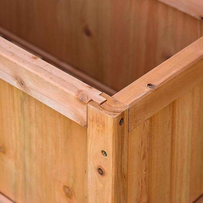 Outsunny Wooden Raised Garden Bed with Trellis 46 Planter Box to Grow Vegetables Herbs and Flowers for Backyard Patio Brown
