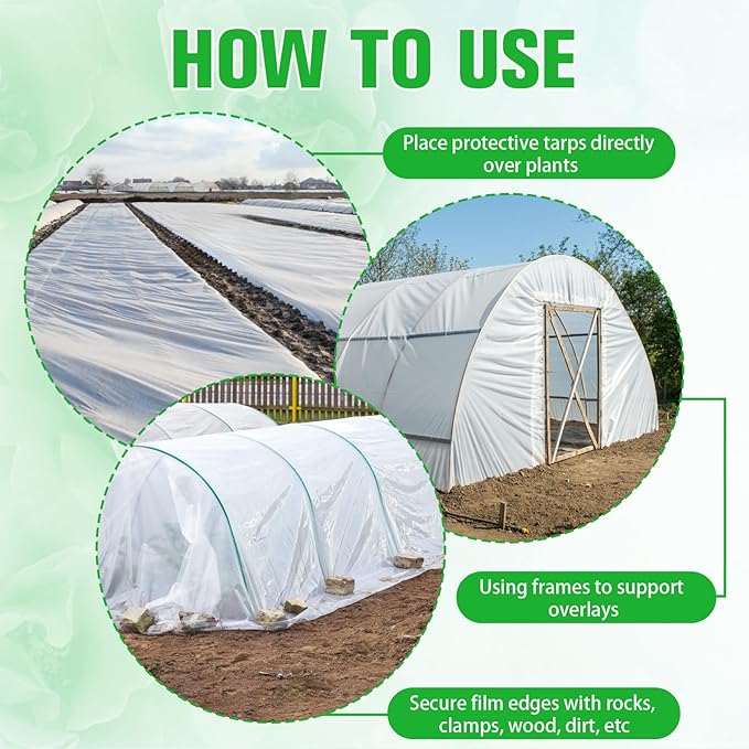 Greenhouse Plastic Film 6 Mil Thickness Greenhouse Plastic Sheeting Clear Polyethylene Film UV Resistant for Gardening Farming Agriculture (10 x 32 FT)