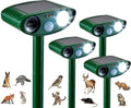 4 Pack Solar Animal Repeller for Raccoons Deer &amp Squirrels - Ultrasonic &amp Strobe Light Outdoor Deterrent for Cats Dogs Raccoons Rabbits Skunks Foxes &amp More