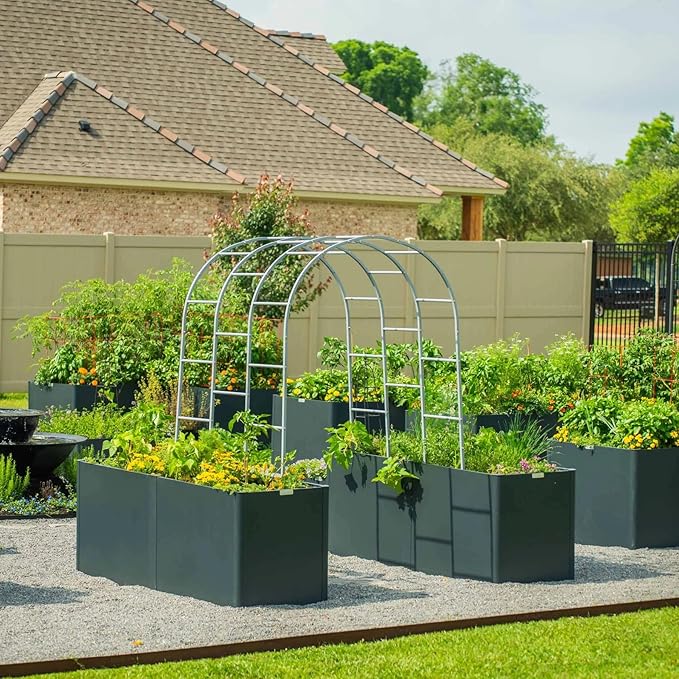 Vego garden 32 Extra Tall Raised Garden Bed 27 x 53 Modern Raised Garden Beds Kit Metal Planter Box for Vegetables Flowers Fruits Umber Brown
