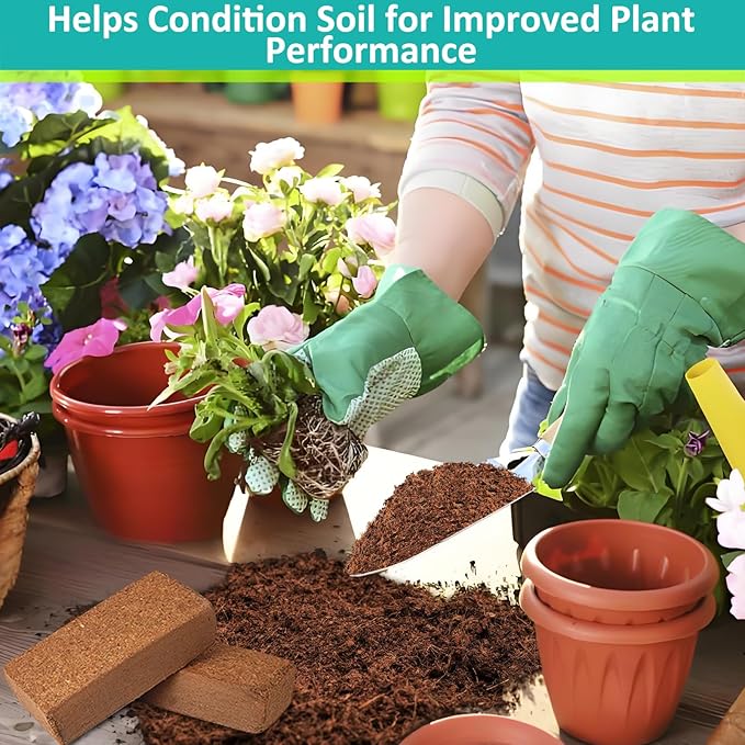 Legigo 10 Pack Premium Coco Coir Brick for Plants- 100% Organic Compressed Coconut Coir Bricks Starting Mix Coco Coir Fiber Coconut Husk for Planting Gardening Potting Soil Substrate Herbs
