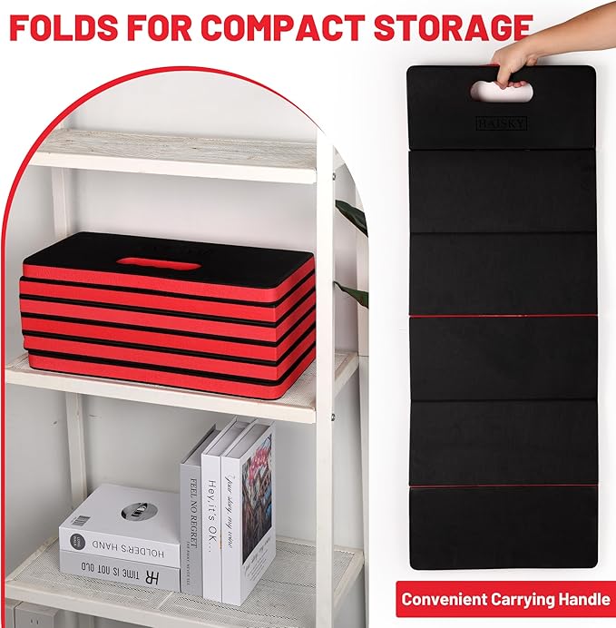 Extra Thick Kneeling Pad for Working Under Car 47.2 * 17.7 * 1.2 Portable Foldable EVA Mechanic Mat for Garage Gardening Yardwork Workshop Red &amp Black