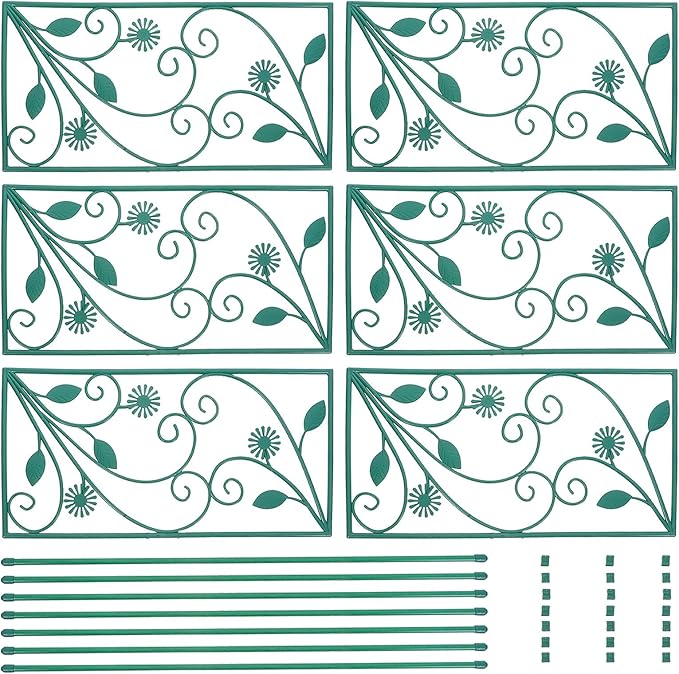 GLEAVI Decorative Garden Trellis for Climbing Plants 7-bar 6-Panel Outdoor Plant Support Screen 114cm X 45cm Vertical Climbing Rack for Potted Flowers and Vines