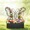 Metal Planter Box with Trellis Metal Raised Garden Bed with Drainage Holes Butterfly-Shaped Planters for Outdoor Garden Box for Climbing Plants Vegetables and Vines (Black)