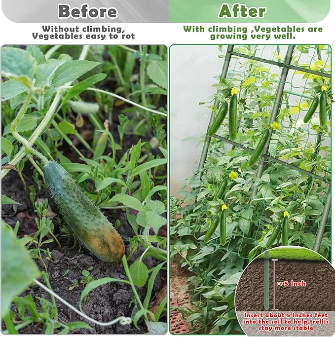 Cucumber Trellis for Raised Bed Garden Arch Trellis for Climbing Plants Outdoor Metal Garden Trellis for Spring Vegetables Cucumber Trellis for Spring Tomato Bean Pea Grape Plant