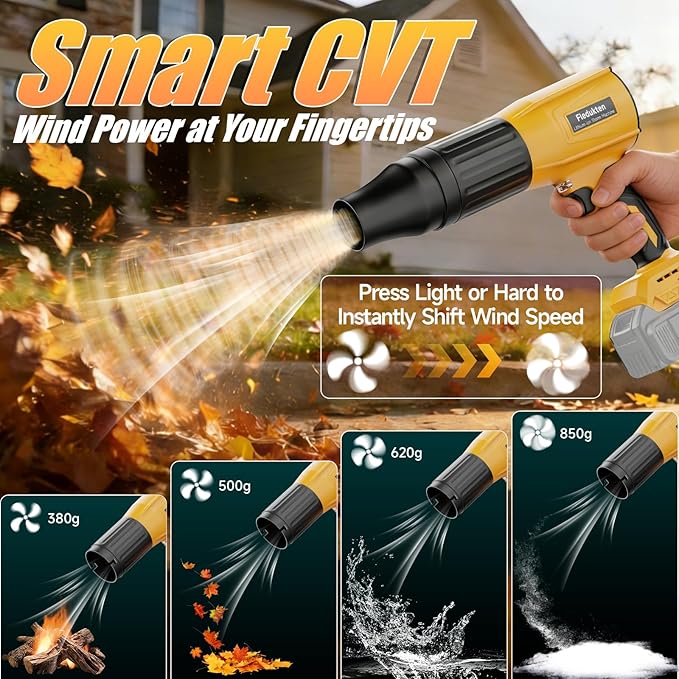 Cordless Leaf Blower Compatible with DeWalt 20V Battery (Tool Only) 800000 RPM Brushless Turbo Jet Blower up to 60m/s Airflow Lightweight 1.5 lbs Handheld Dust Blower for Patio Lawn &amp Garage