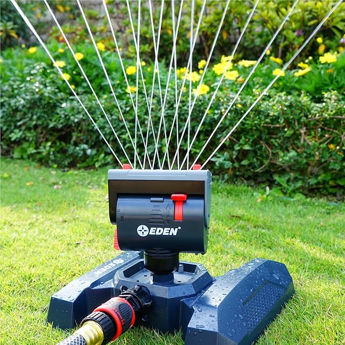 Eden 16028 4-Way Adjustable Mini Turbo Oscillating Sprinkler Head for Lawn and Garden 1/2 Inch Thread Connector Fits for Most Garden Tool Base