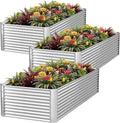 FRIZIONE 3pcs Tall 4x2x1.5ft Galvanized Raised Garden Bed OutdoorSteel Garden Bed for VegetablesAbove Ground Garden Box for FlowerMetal Raised Beds for Gardening