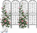 87x20 Inch Black Metal Garden Trellis Heavy Duty Outdoor Tall Plant Trellis for Climbing Rose Bush Clematis Jasmine Morning Glory Flowers &amp Vines 4 Pack