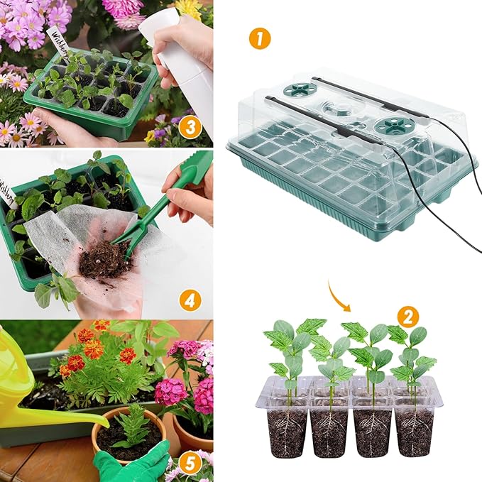 Milisten 2sets Plant Germination Kit Grow Light Cavity Trays for Indoor Gardening Timed Lighting and Capacity for Growth
