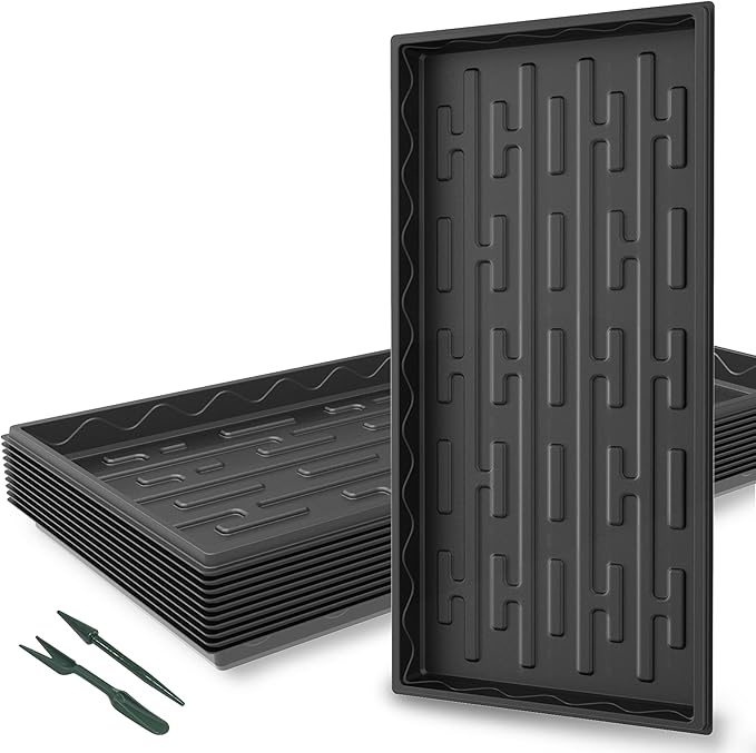 Gardzen 10-Pack 1020 Growing Trays Reusable Plant Grow Trays Ideal for Seed Starting Microgreens Indoor Gardening and Greenhouse Plant Nurseries
