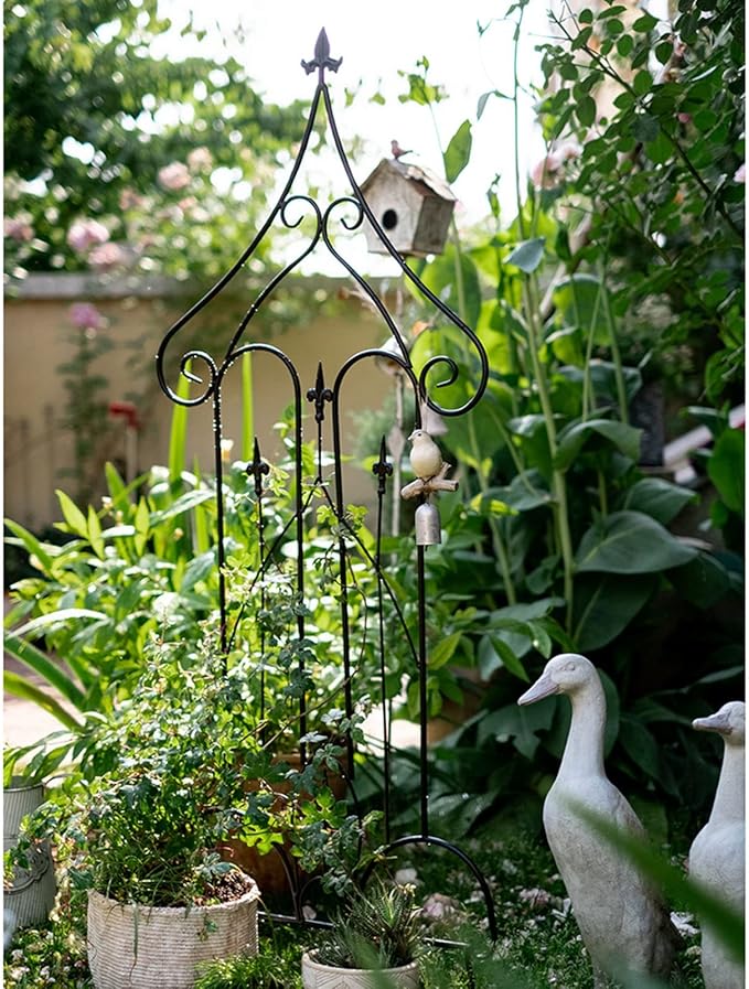 Iron Garden Trellis Climbing Frame 140cm×50cm Outdoor Fence Plant Support Stake for Outdoor Garden Terrace Balcony Flower Bed