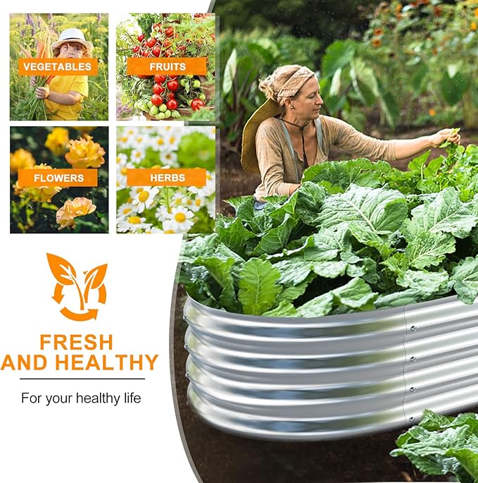 Tiskgg 4 in 1 Adjustable Galvanized Raised Garden Bed Kit 6×3×1FT Anti-Rust Raised Garden Beds Outdoor with 12 Tags &amp Gloves Galvanized Metal Raised Planter Box Outdoor for Vegetables Flowers He