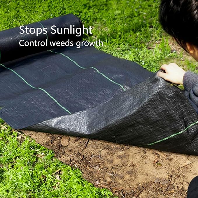 Weed Control Membrane UV Stabilised Weed Barrier Fabric Weed Matting High Tensile Strength Landscape Ground Cover for Artificial Grass Patios Paths Flower Beds(1.2 * 100m)