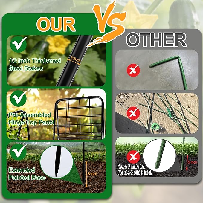WAENLIR 63x17inch Cucumber Trellis Tomato cage with Dense Steel Grid–A-Frame Heavy Duty Metal Trellis for Raised Beds Cattle Panels for Garden Trellis for Climbing Plants Outdoor (Black 63x17inch)