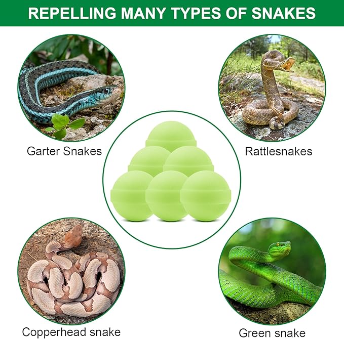 24 Pack Snake Repellent for Yard Powerful Snake Away Repellent for Outdoors Moth Balls for Snakes Pet Safe Snake be Gone for Lawn Garden
